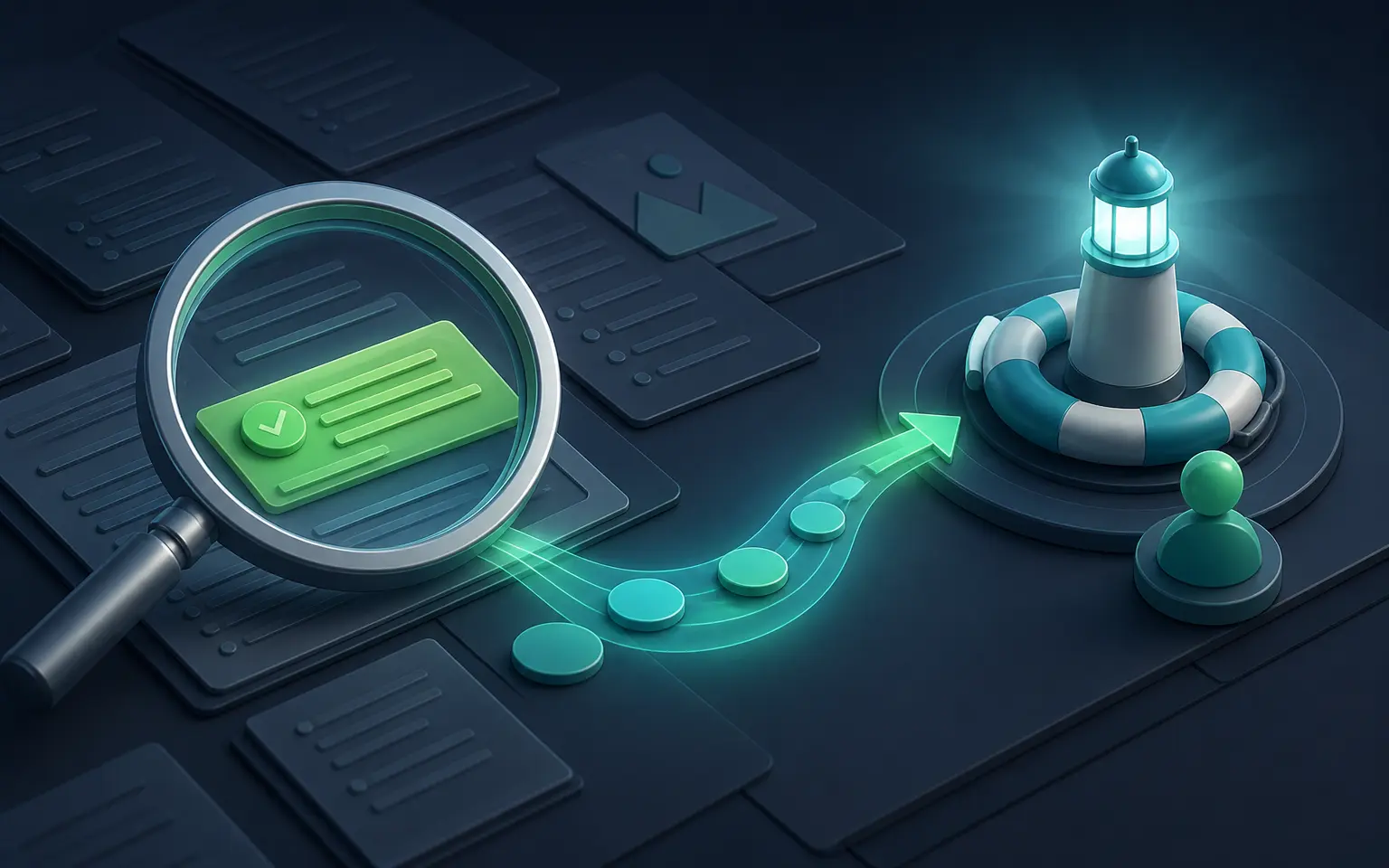 Search result connected to a clear knowledge-support route